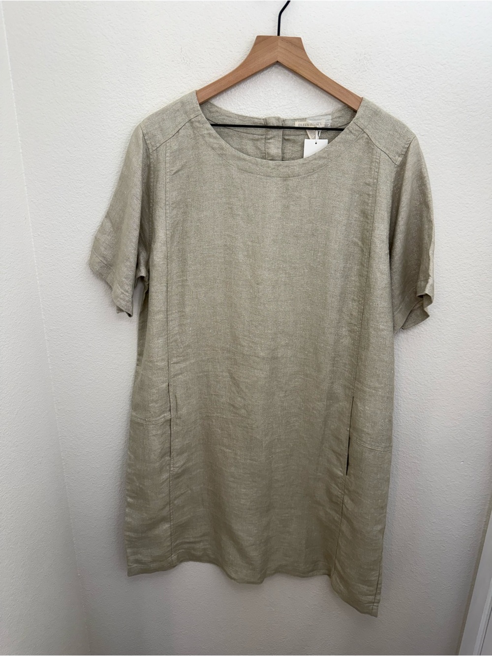 NWT Eileen Fisher Twinkle Organic Linen Shift Dress Large - Picture 2 of 9